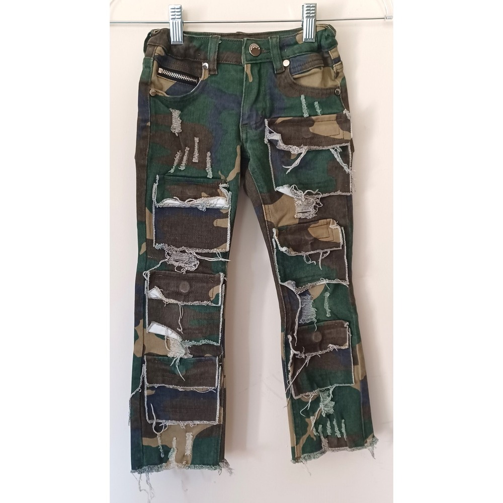 Rockstar Original Camo Jeans Boys 4T Green Distressed Frayed RSK-BJN-BFJ-14246
